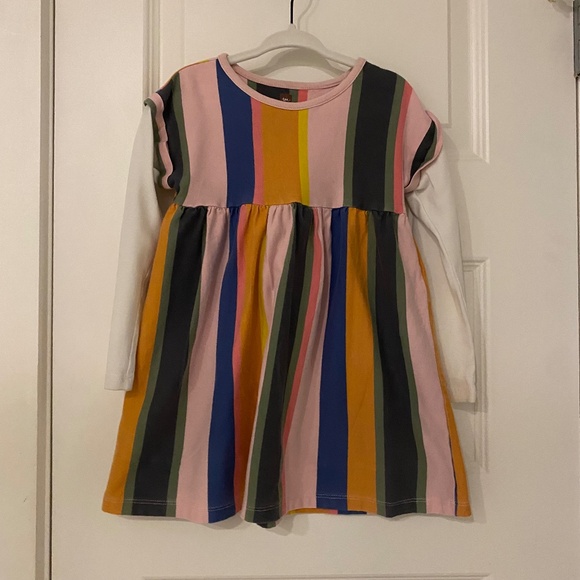 Tea Collection Multicolored Stripe Long Sleeved Dress, Size 4T - Picture 1 of 4